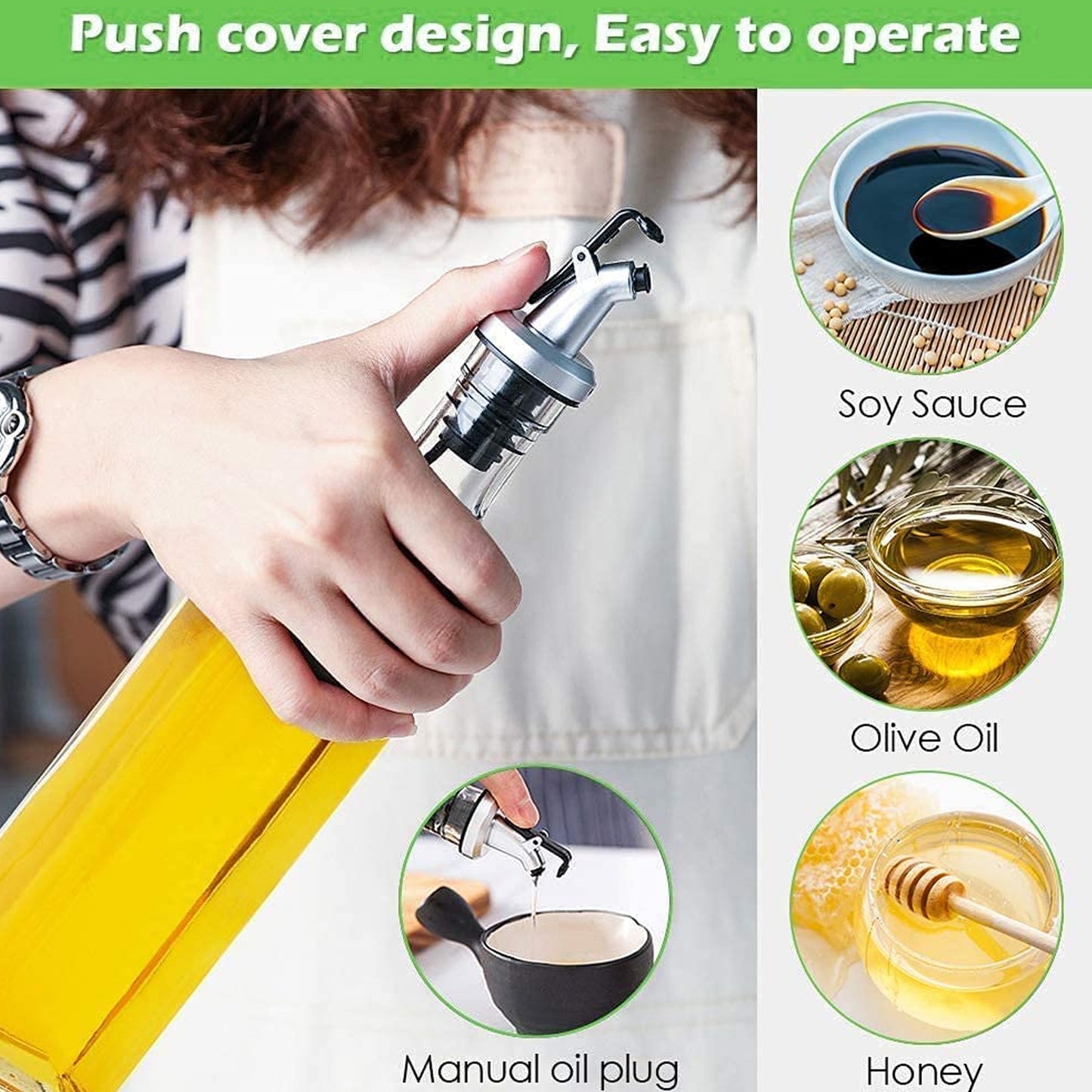Glass Oil & Spice Bottle Set (5 Pcs)