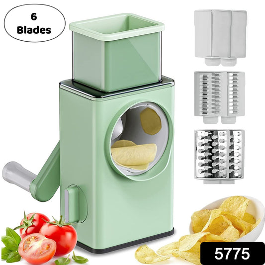 5775 Stainless Steel Vegetable Chopper with 6 Blades & Cleaning Brush – 1 Pc