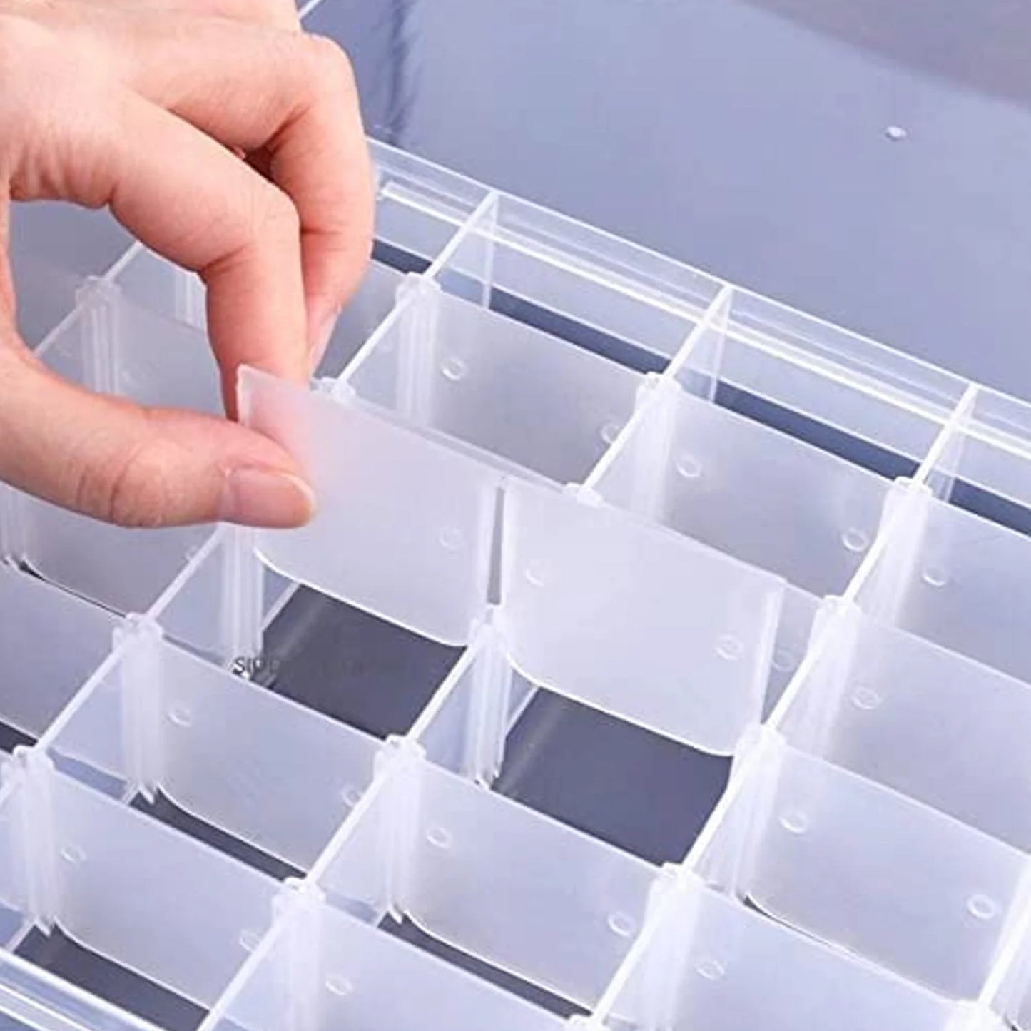 7673a 36-Grids Clear Plastic Jewelry & Craft Storage Box – Adjustable Dividersx (1pc)