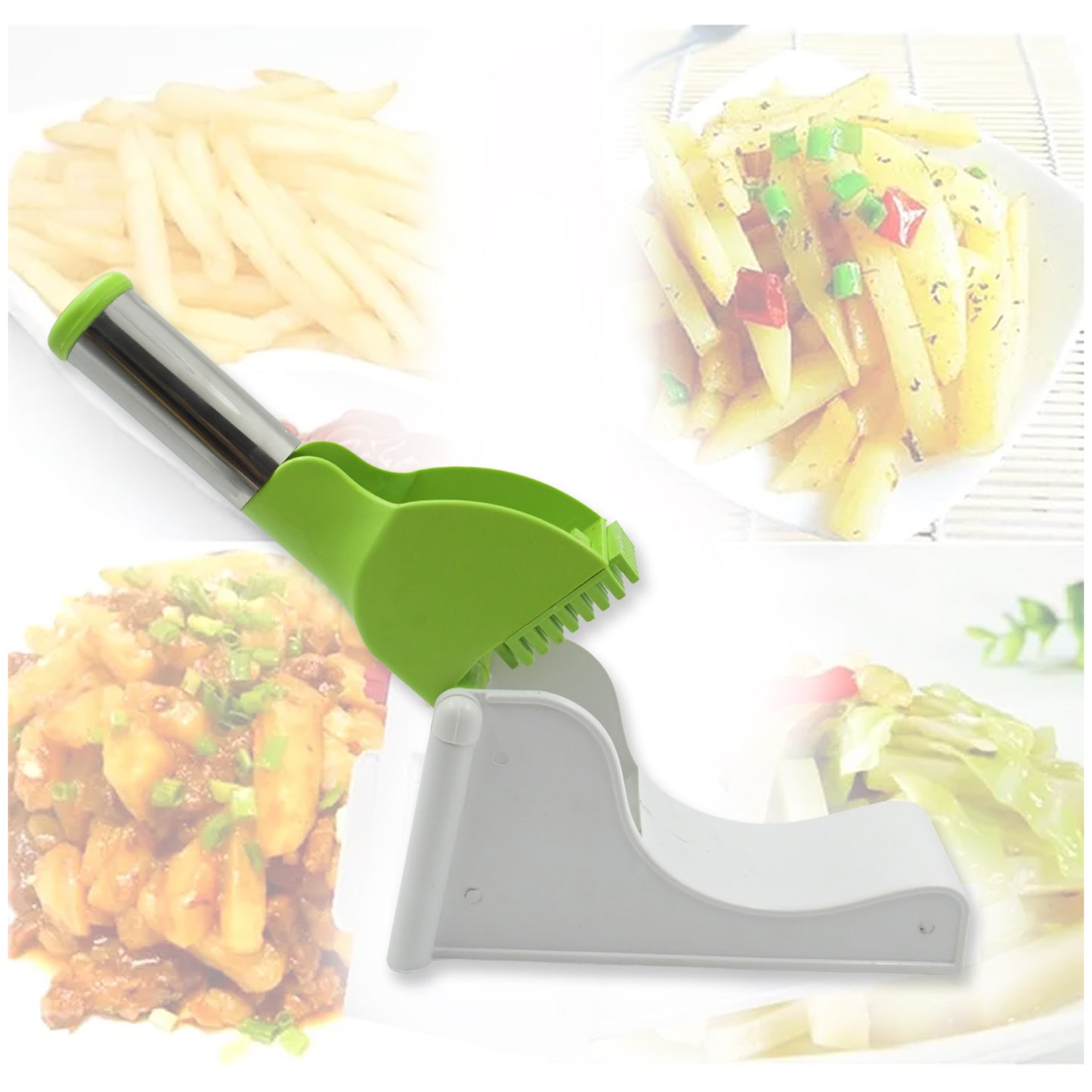 114 Plastic Potato Chipser | French Fry &amp; Chips Cutter with Container