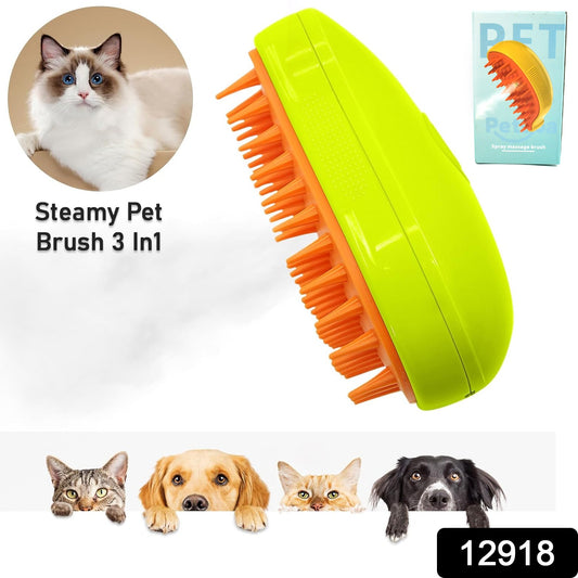 12918 3-in-1 Cat Steamy Brush – Rechargeable Steam Grooming Comb