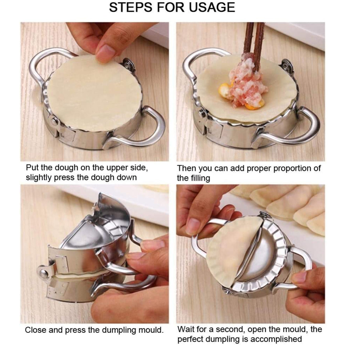 2219 Stainless Steel Dumpling Maker | Dough Cutter & Pie Mold Tool