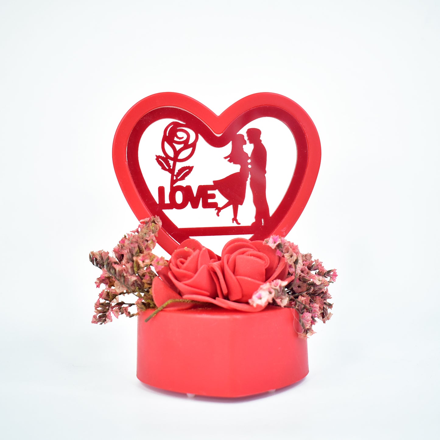 Heart-Shaped Love Couple Showpiece with LED