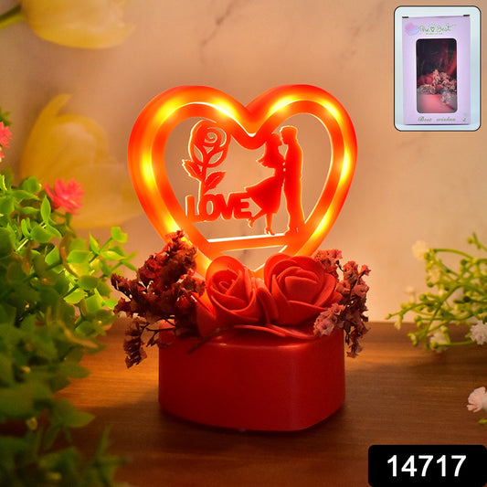 Heart-Shaped Love Couple Showpiece with LED