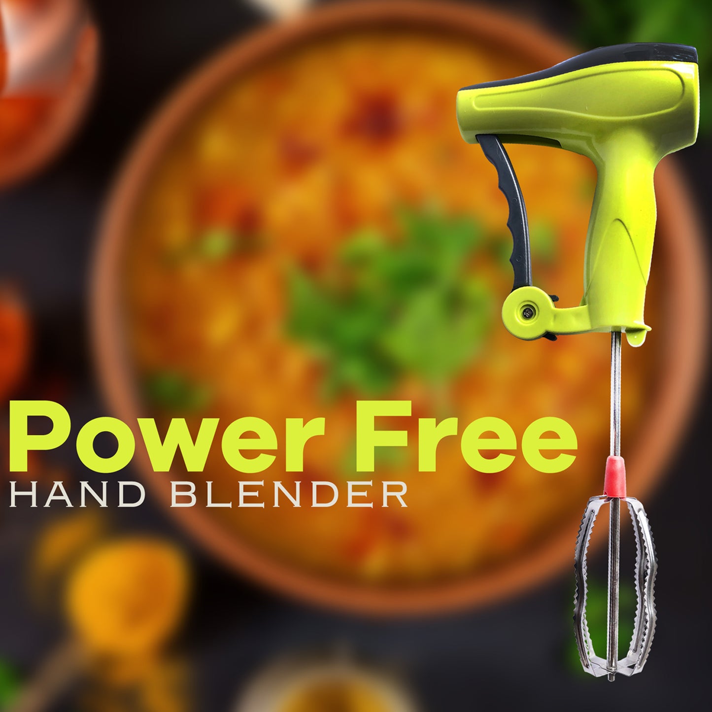 0703 Manual Hand Blender with Stainless Steel Blades – Power-Free Egg Beater & Lassi Maker
