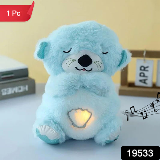 Soft Plush Musical Teddy Bear with LED Light (1 Pc)