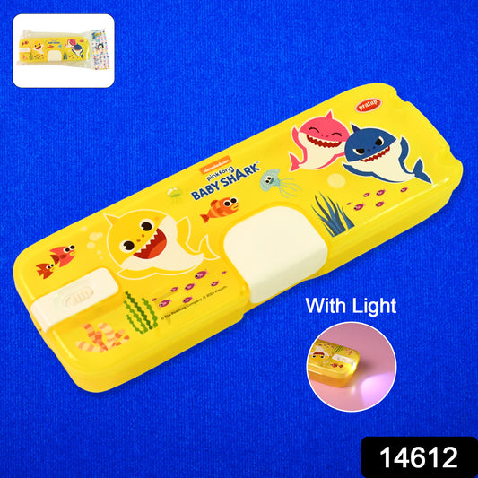 Plastic Pencil Box With Led Light  Cartoon Print (1 Pc)