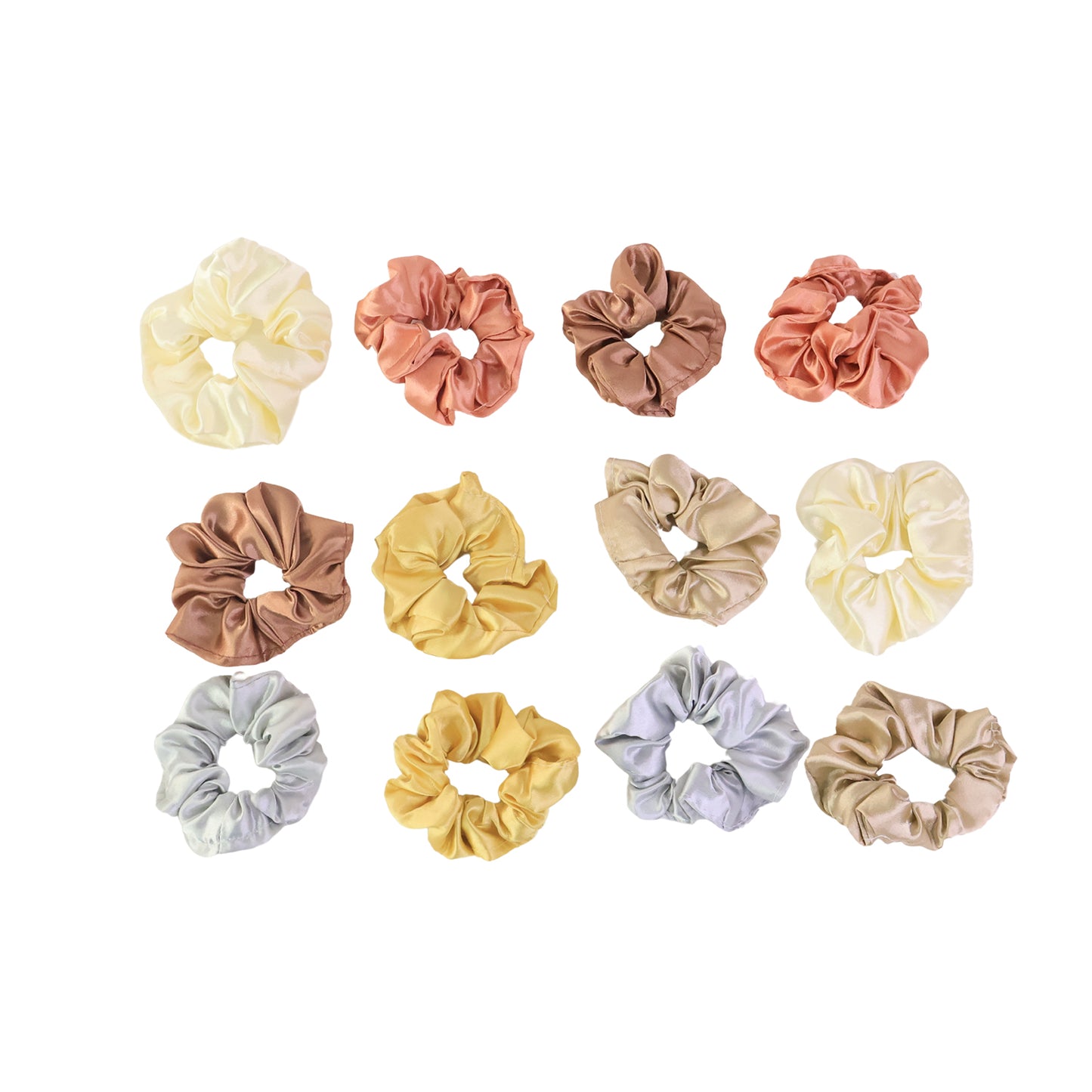 Satin Hair Scrunchies Set (12 Pc)