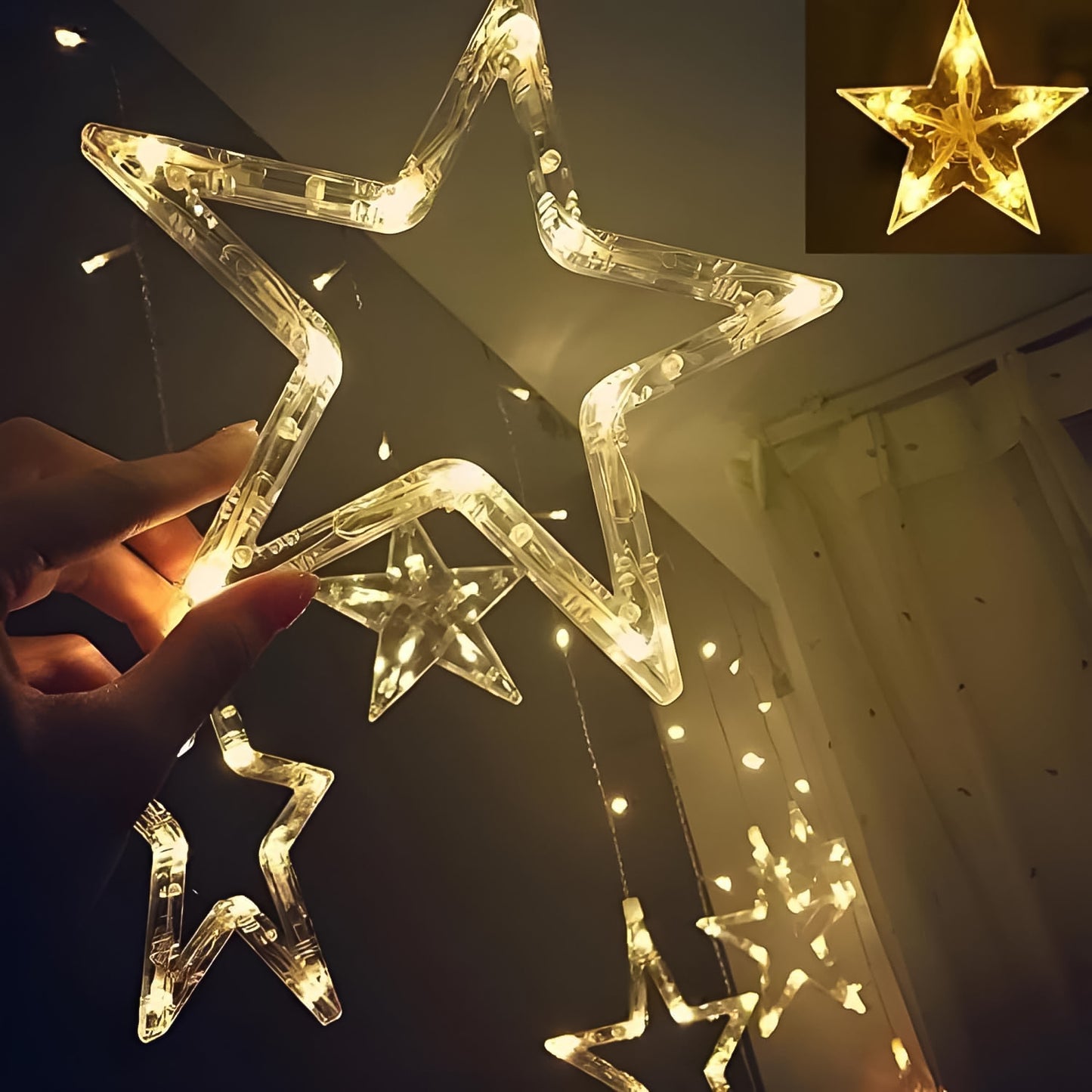 338512 Stars LED Curtain String Lights (Warm White)