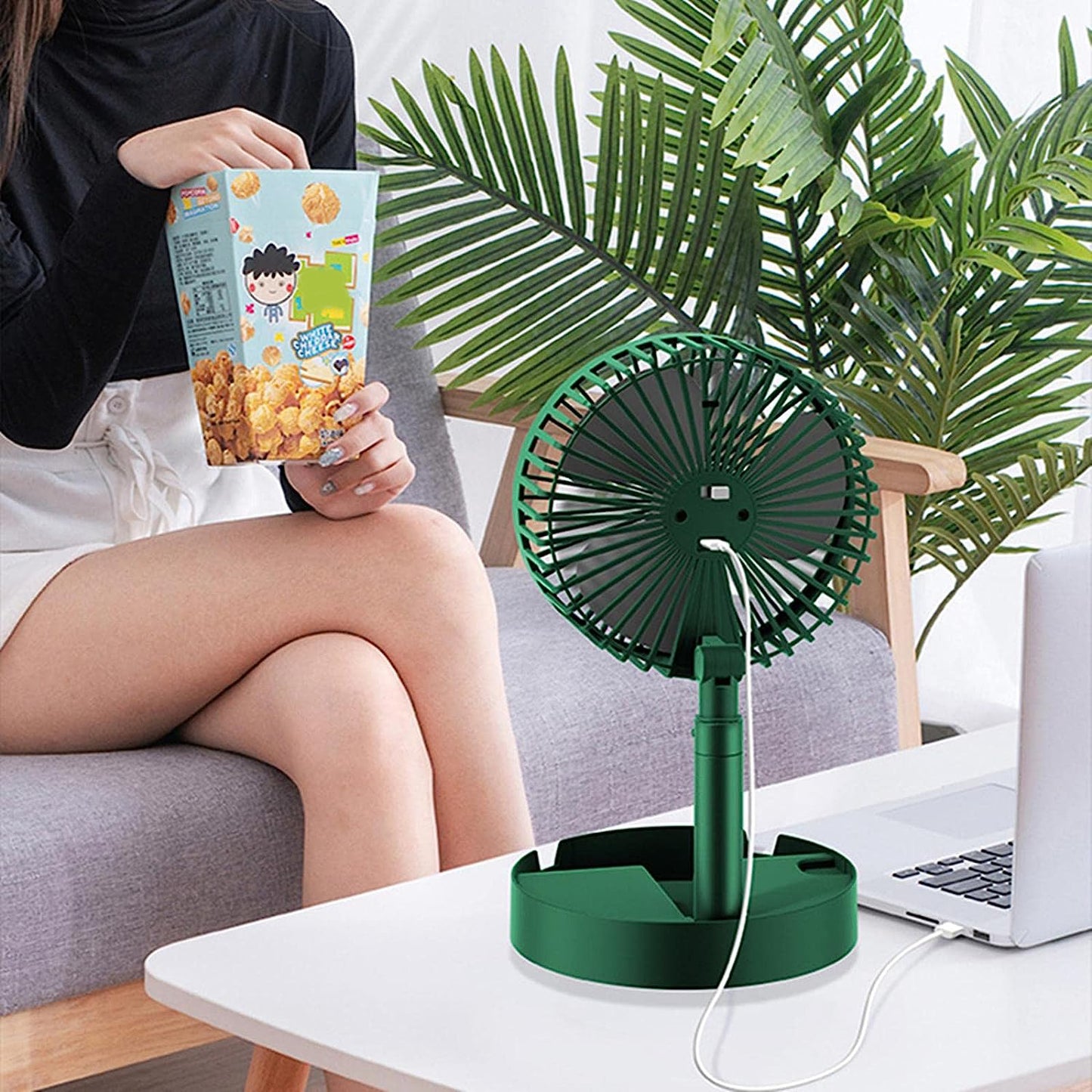 4642 Telescopic Electric Desktop Fan – Height Adjustable, Foldable & Portable