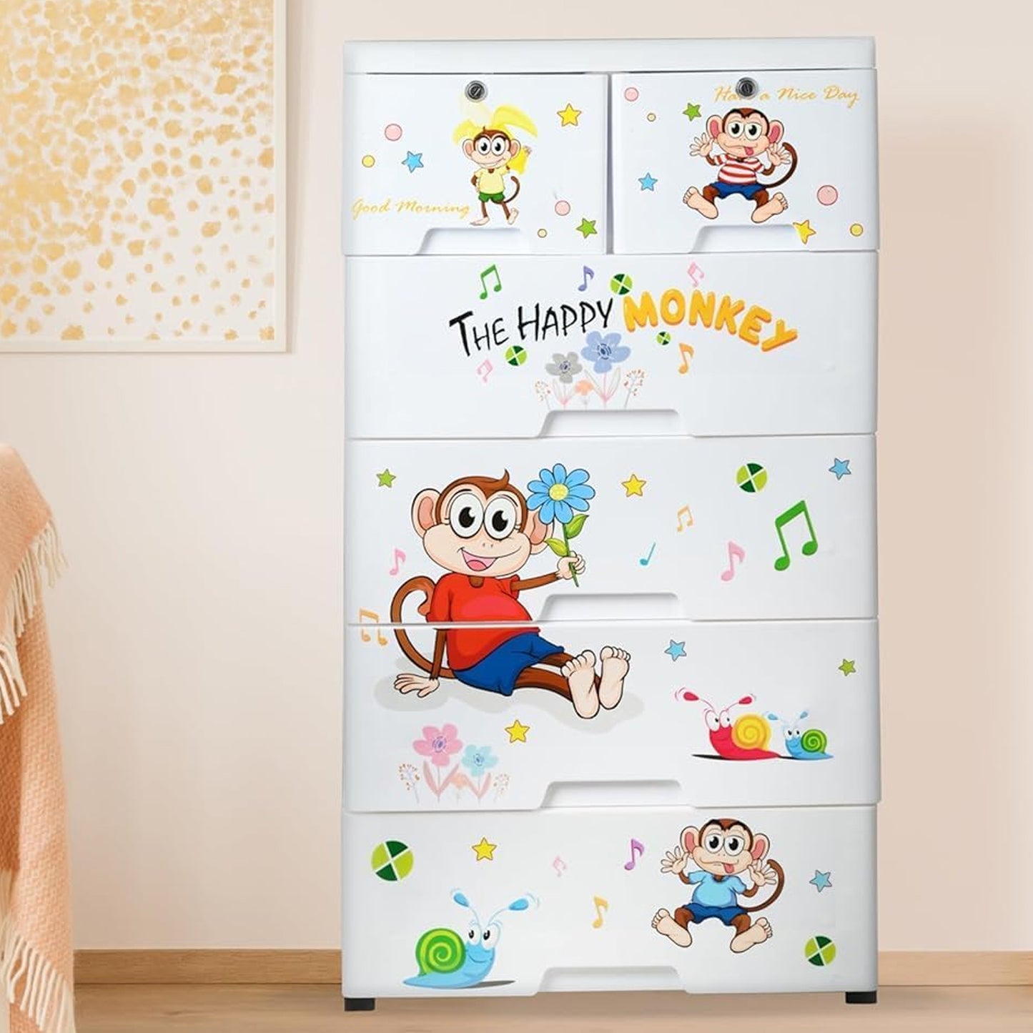 Kids Plastic Chest Of 6 Drawers Multi-purpose Storage Organizerwardrobe For Kids