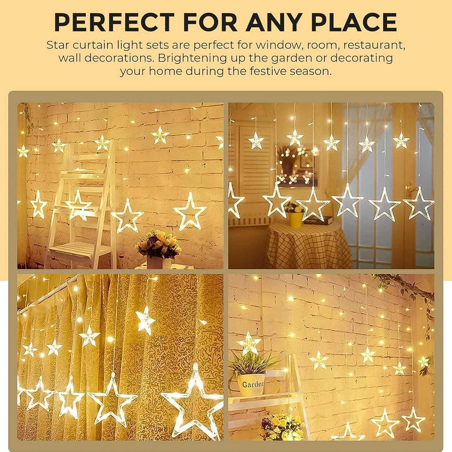 338512 Stars LED Curtain String Lights (Warm White)