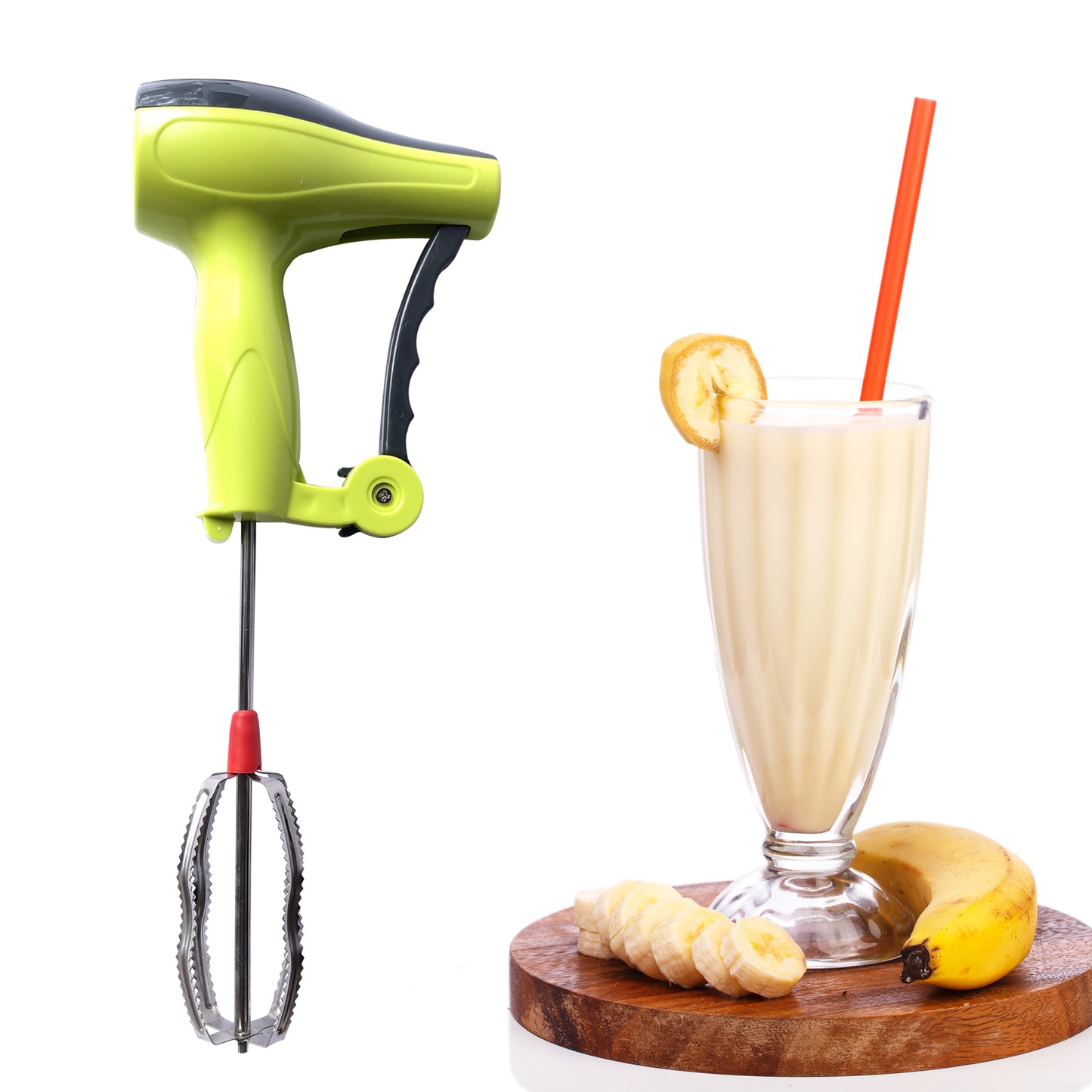 0703 Manual Hand Blender with Stainless Steel Blades – Power-Free Egg Beater & Lassi Maker