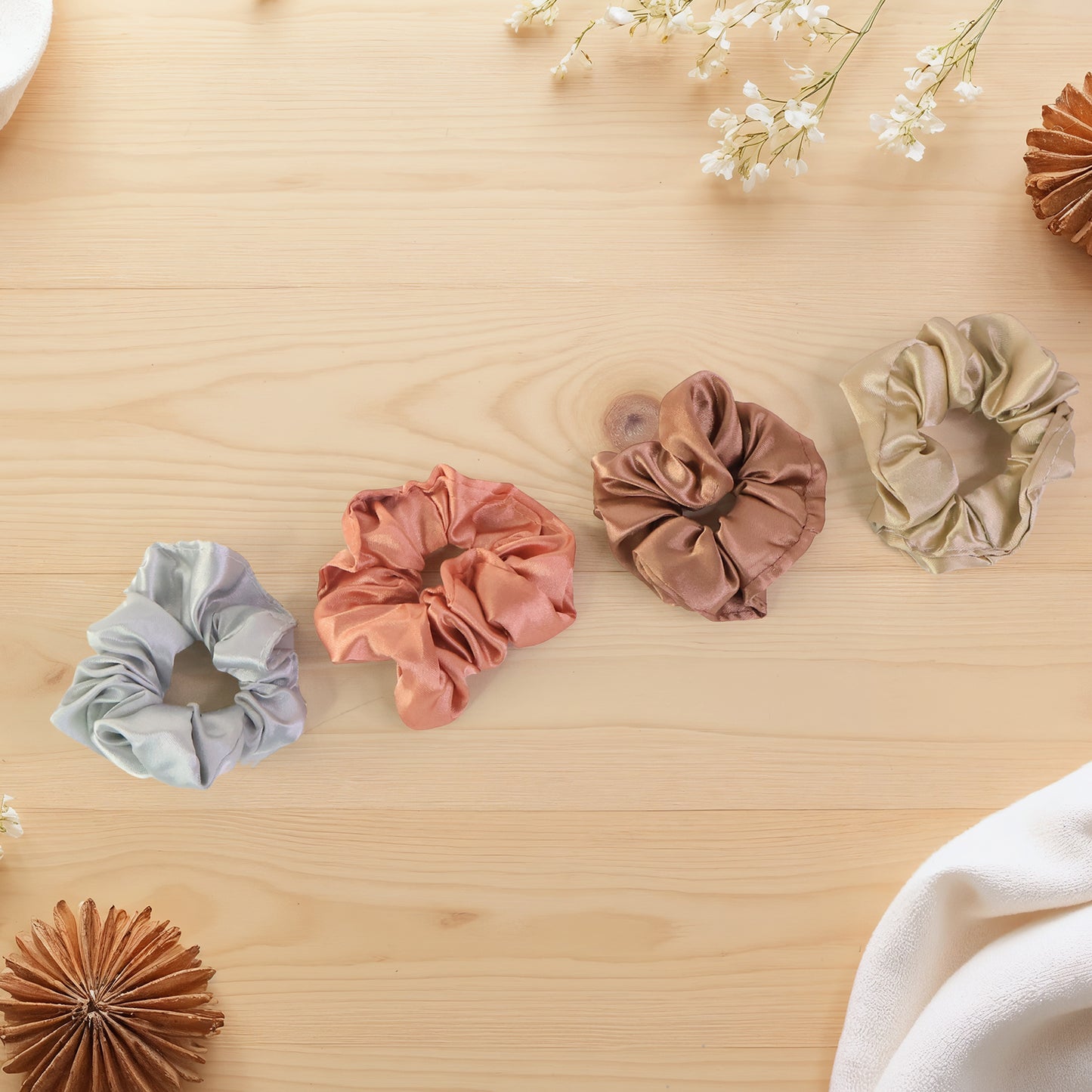 Satin Hair Scrunchies Set (12 Pc)