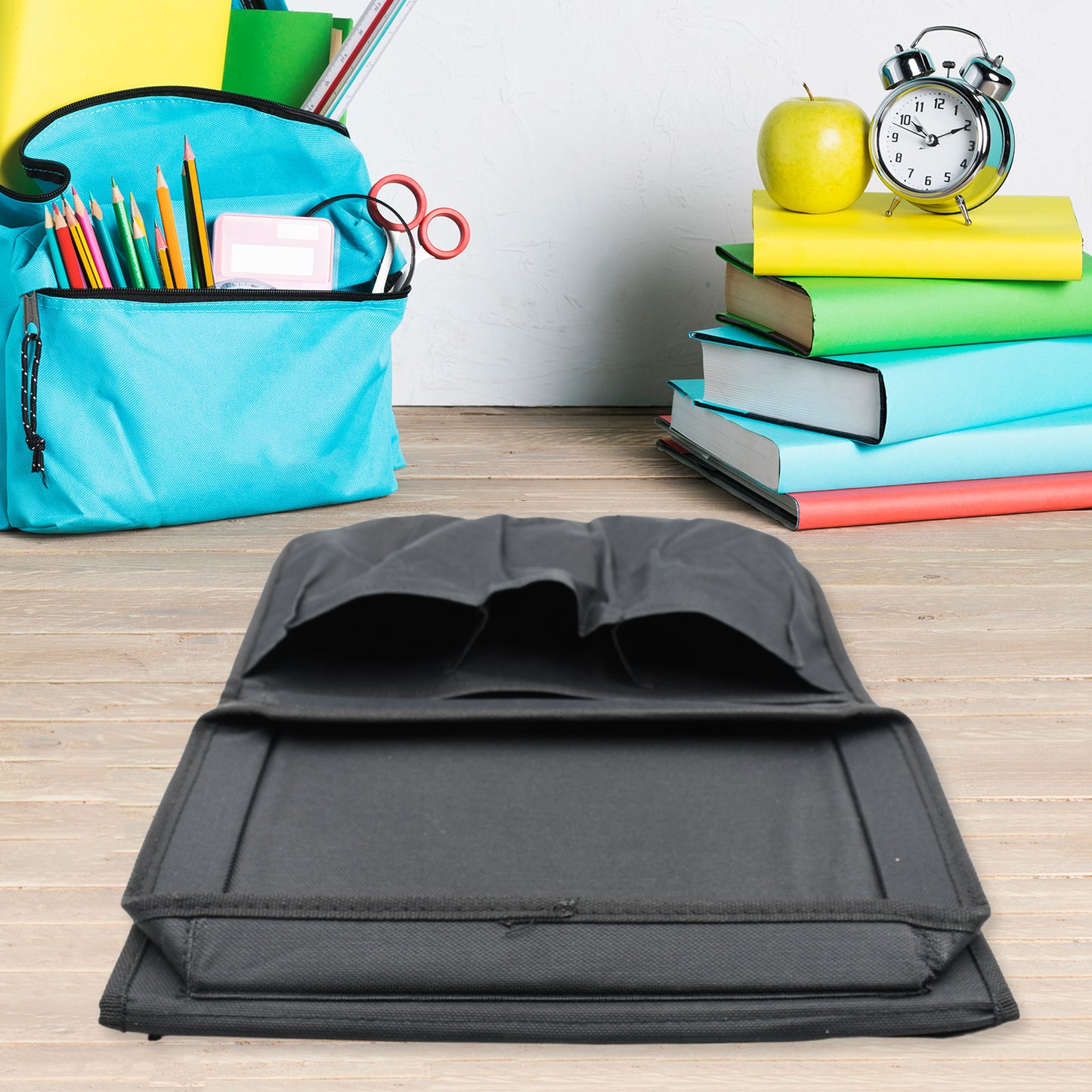 8164 Sofa Armrest Hanging Organizer – Storage Bag for Magazines, iPad & Remotes (Black)