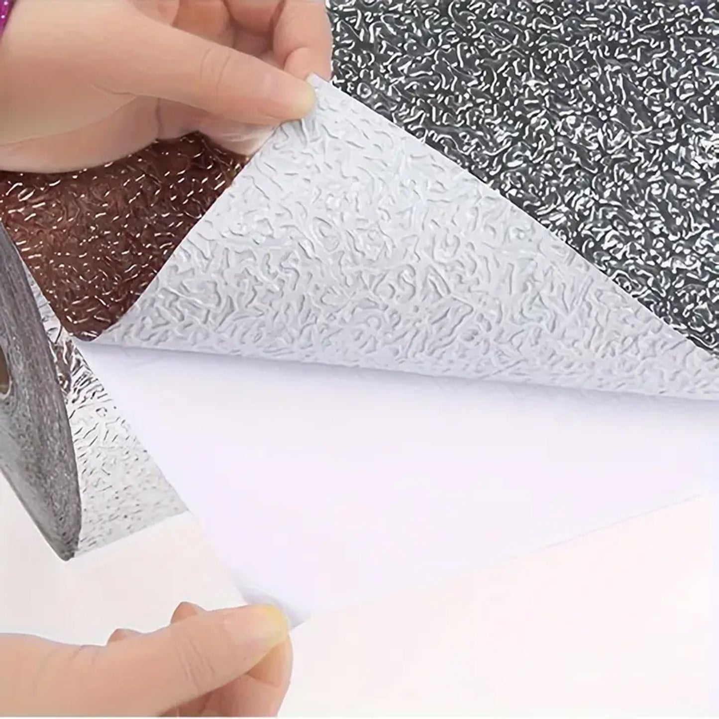Self-Adhesive Kitchen Backsplash Wallpaper – Aluminum Foil (60×200 Cm)