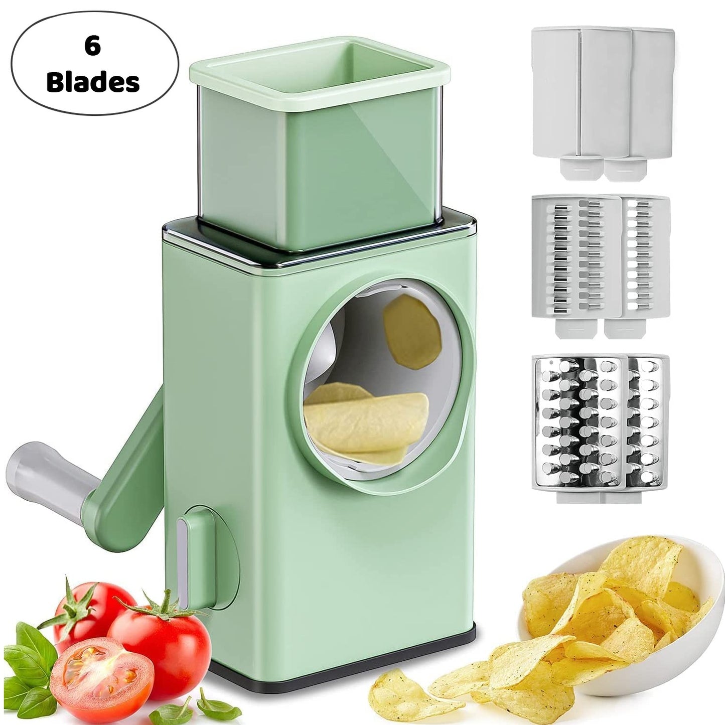 5775 Stainless Steel Vegetable Chopper with 6 Blades & Cleaning Brush – 1 Pc