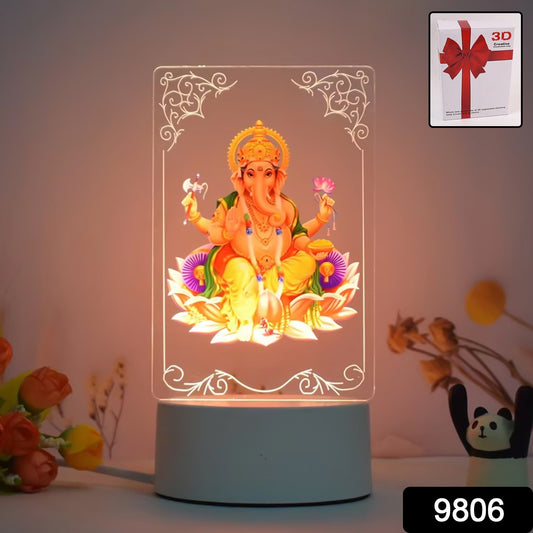3D Lord Ganesh LED Night Light – Warm White, USB Powered