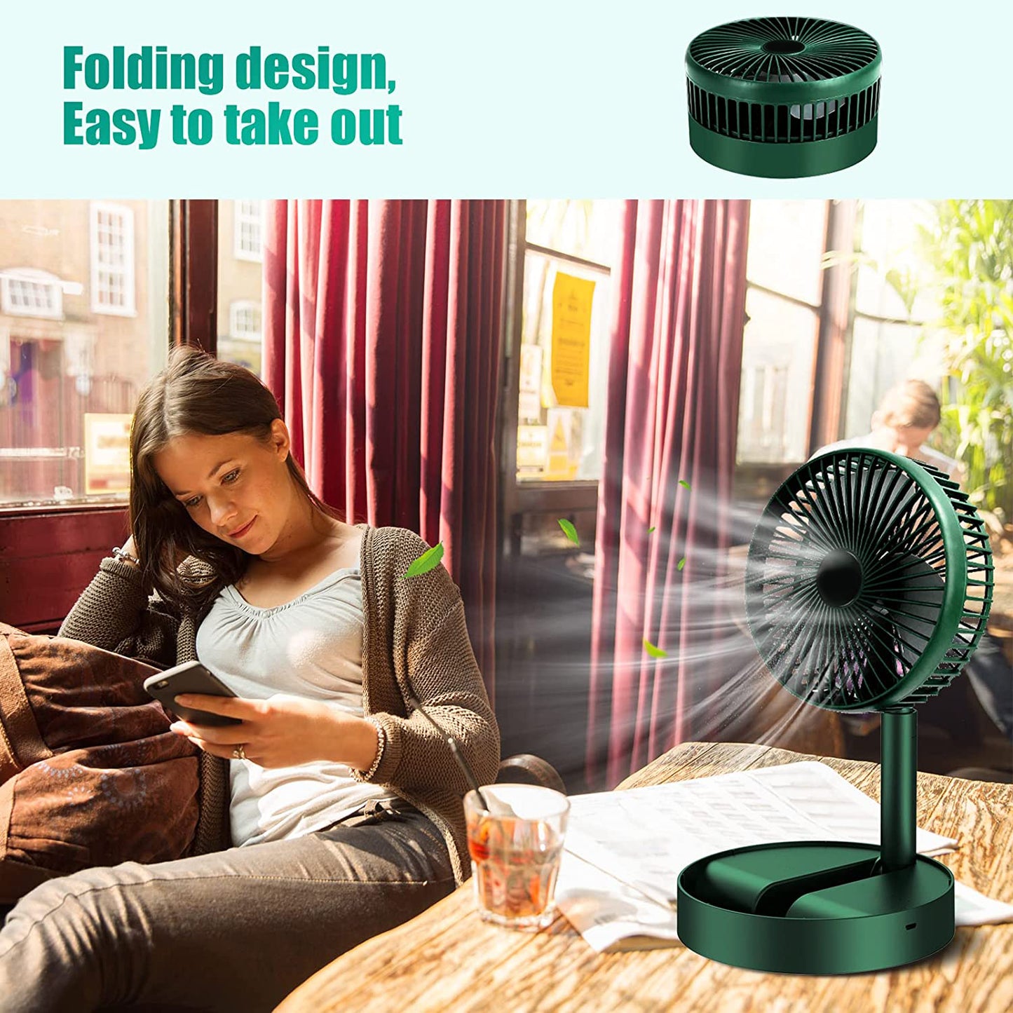 4642 Telescopic Electric Desktop Fan – Height Adjustable, Foldable & Portable