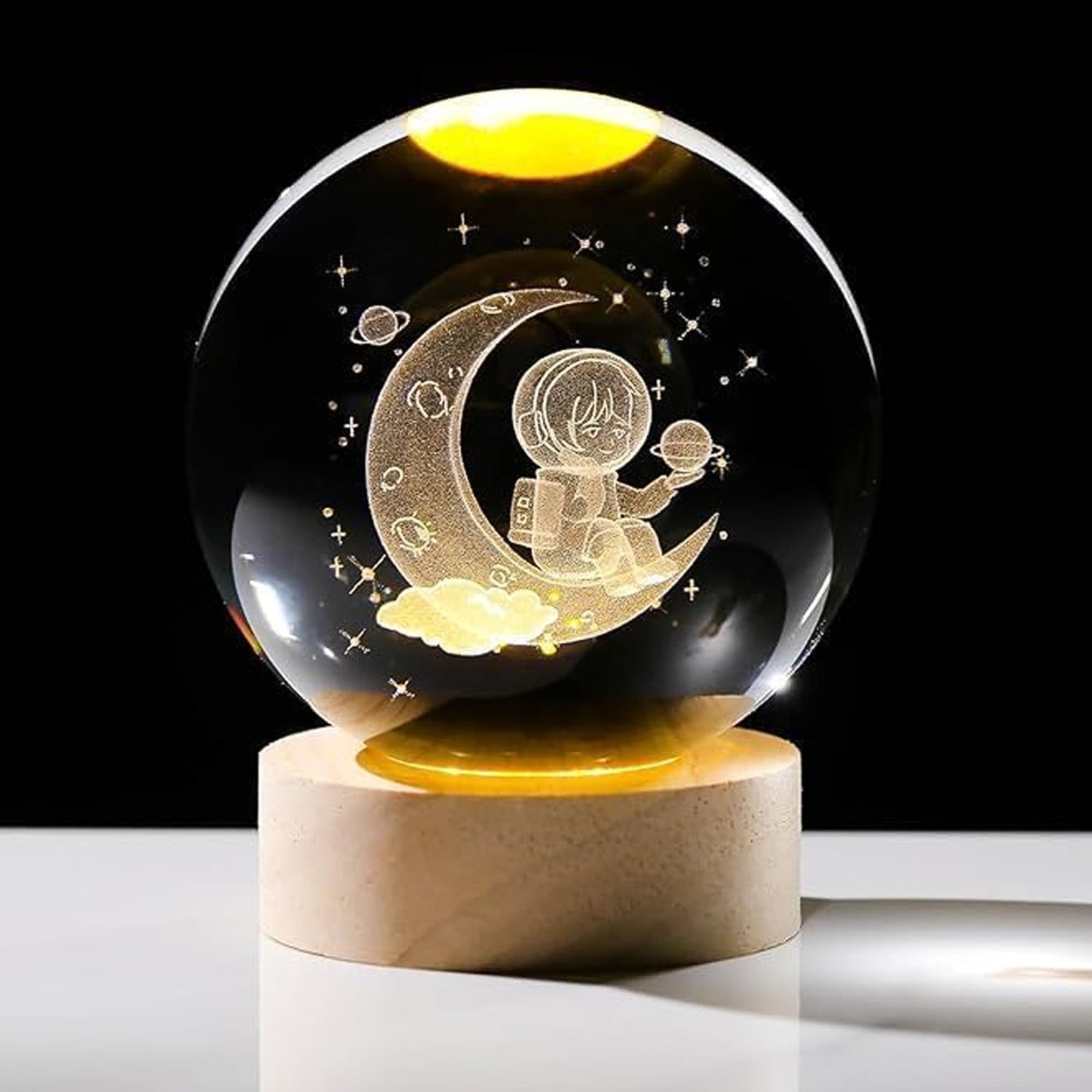 3D Crystal Ball Lamp with Base