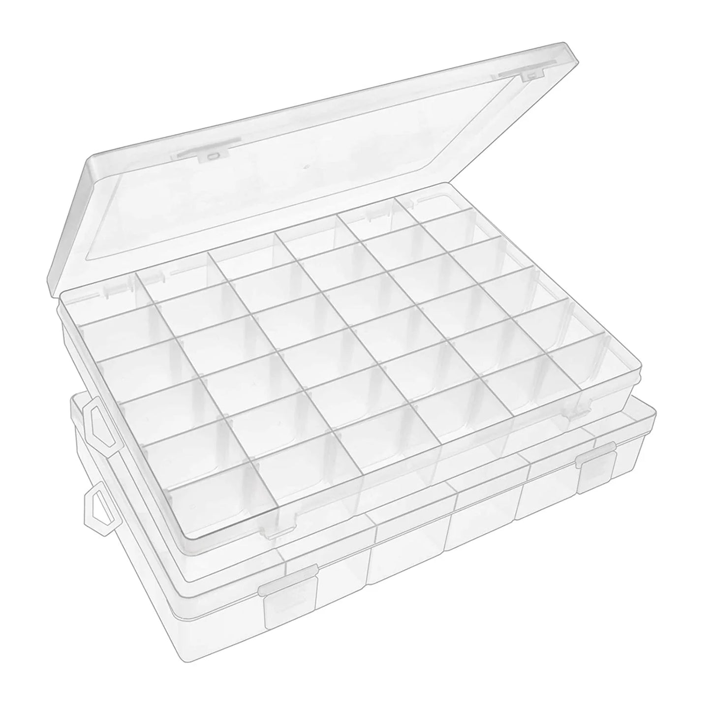 7673a 36-Grids Clear Plastic Jewelry & Craft Storage Box – Adjustable Dividersx (1pc)