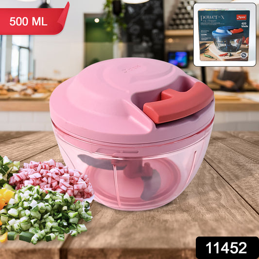 Power-X Veg Chopper | 500ML Hand-Pull Cutter with 3 Blades