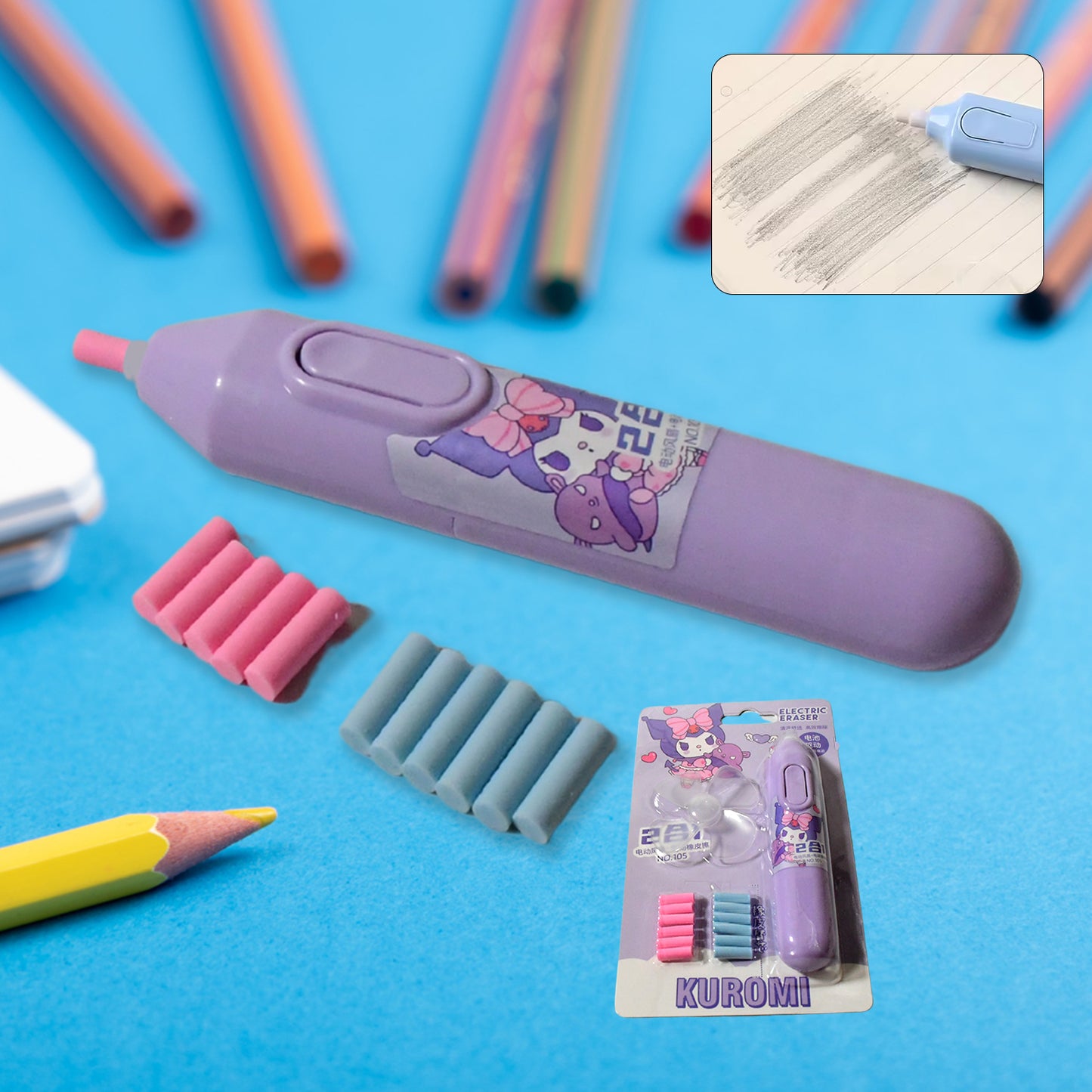 4189 Electric Eraser Kit with 10 Refills – Battery Operated Pencil Eraser