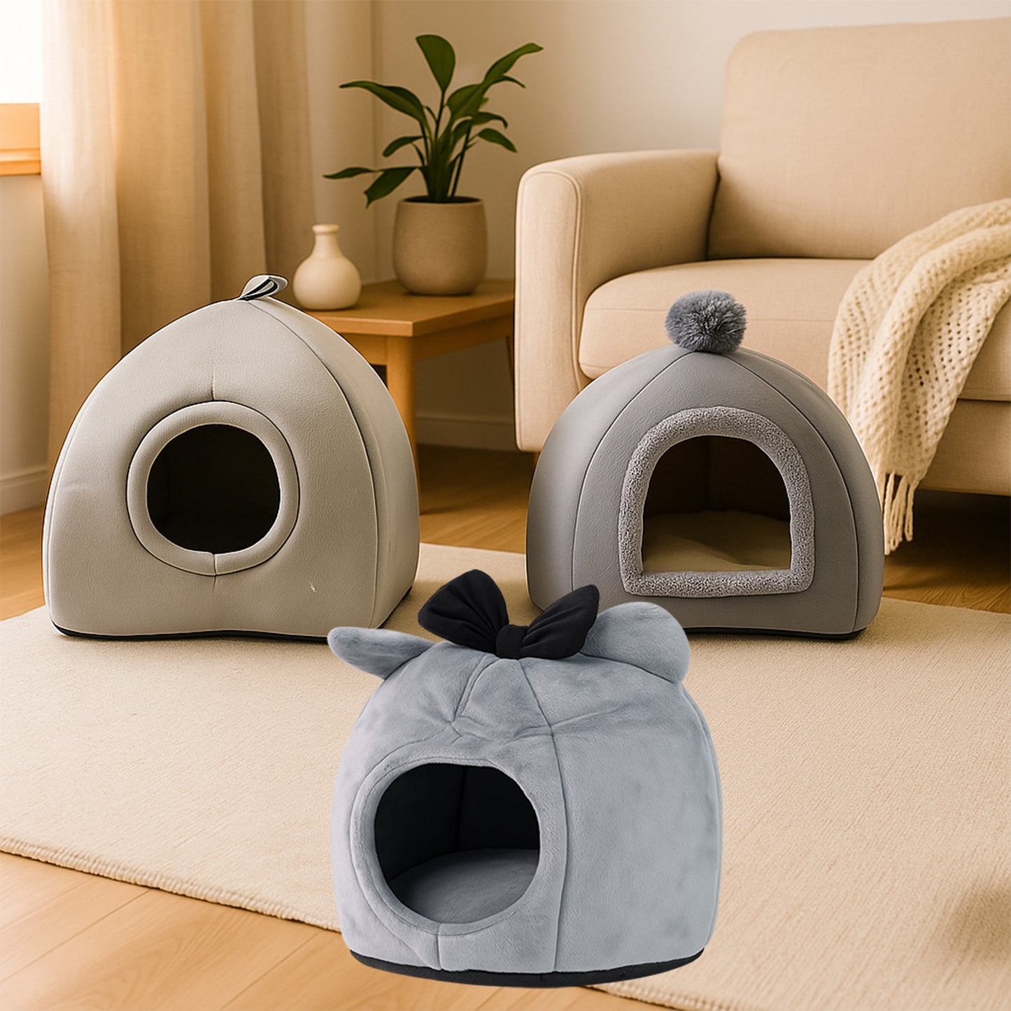 Soft Plush Pet Bed for Small Cats & Dogs – Washable Cushion (1 Pc / Assorted)