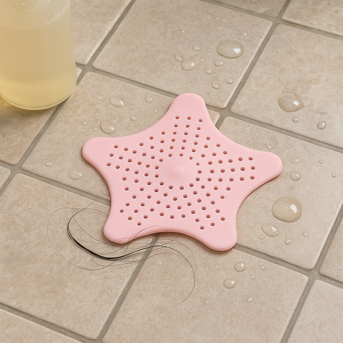 Baby Pink Star-Shaped Sink & Drain Hair Catcher