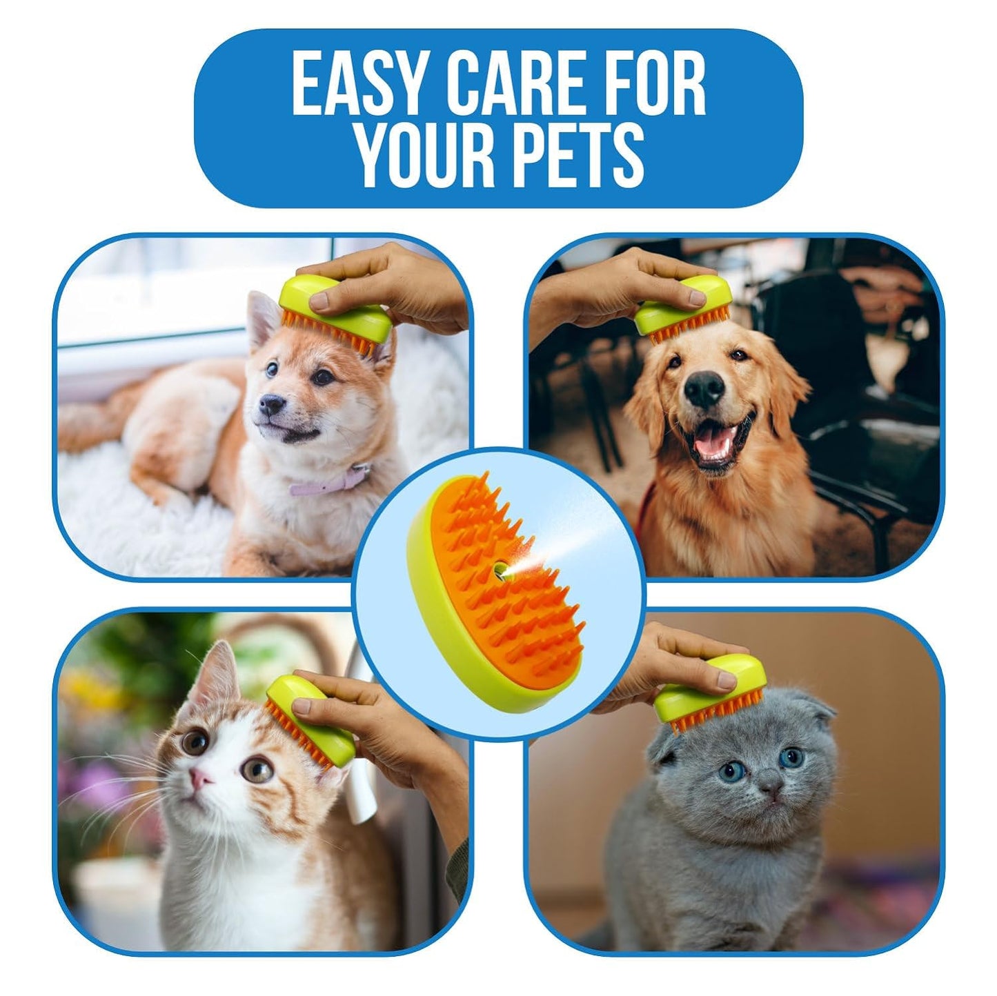 12918 3-in-1 Cat Steamy Brush – Rechargeable Steam Grooming Comb