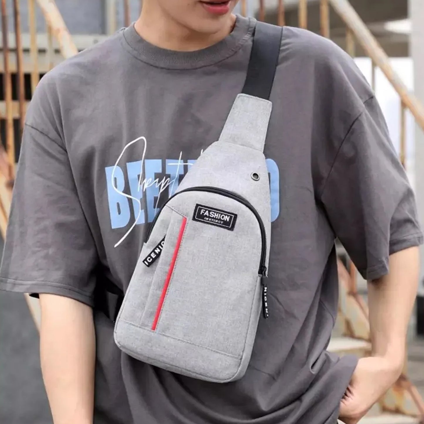 0323 Waterproof Anti Theft Crossbody Fanny Pack – PU Leather Sling Bag with USB Charging &amp; Earphone Hook