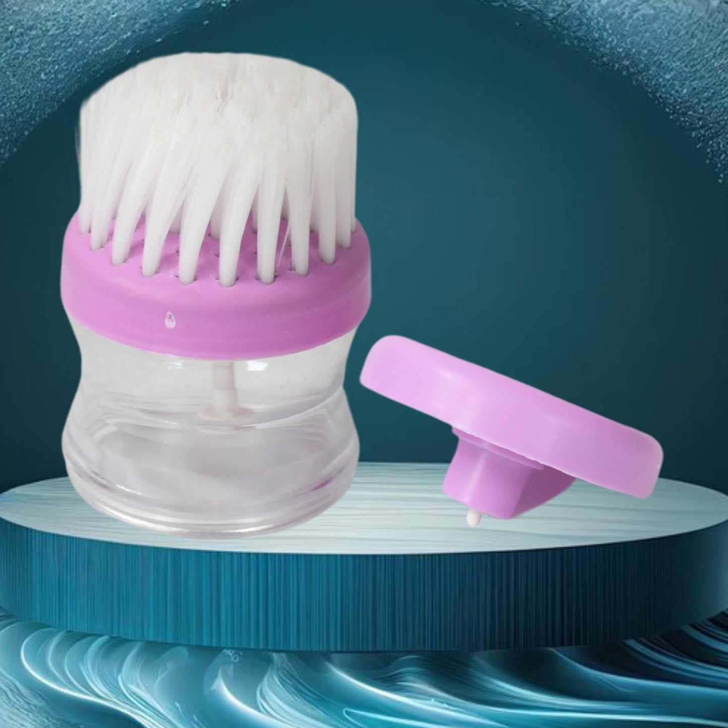 159 Plastic Wash Basin Brush Cleaner With Liquid Soap Dispenser