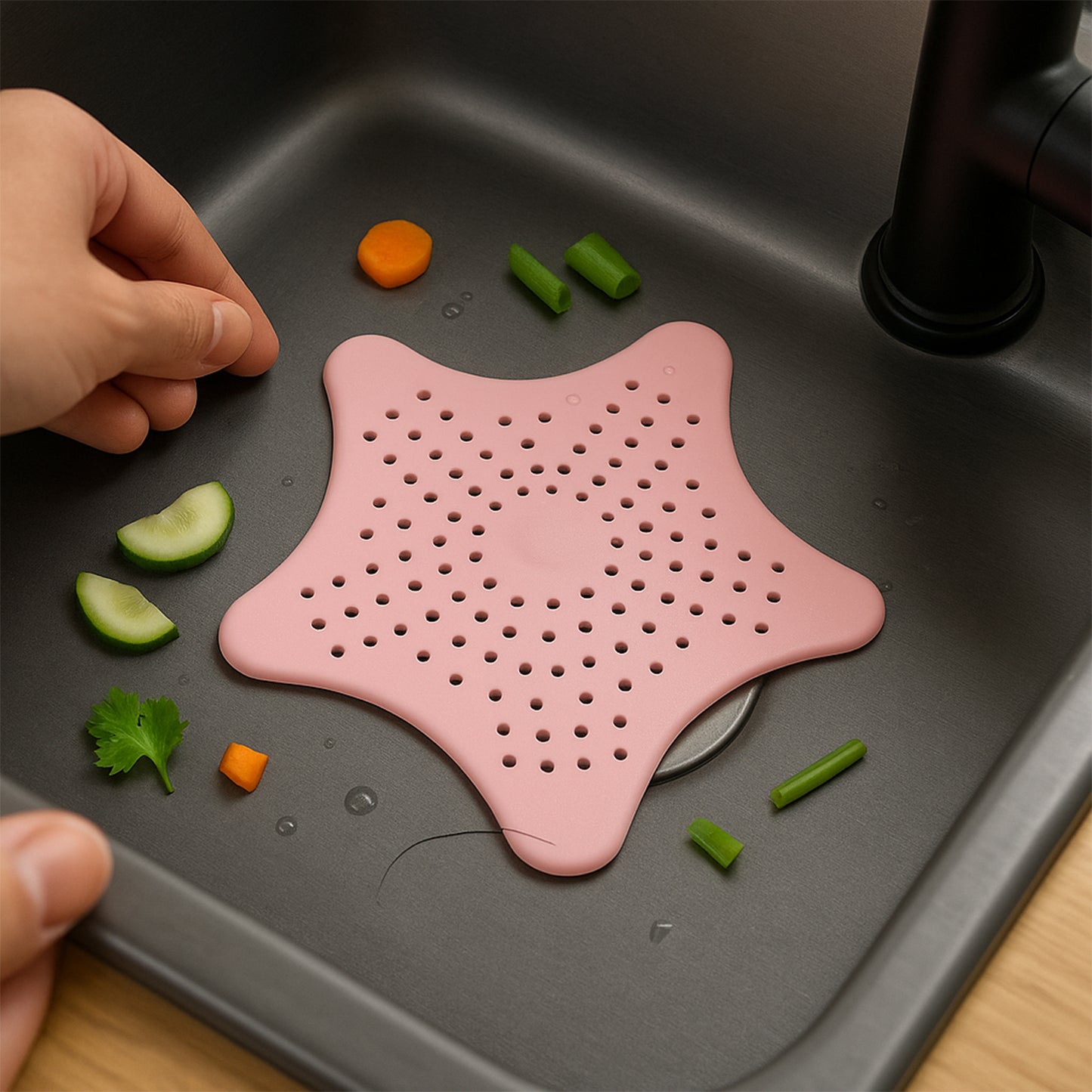 Baby Pink Star-Shaped Sink & Drain Hair Catcher